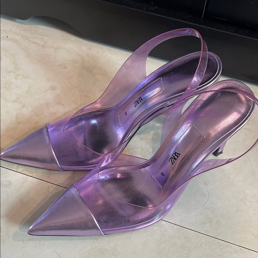Zara Women's Transparent Purple Heels
